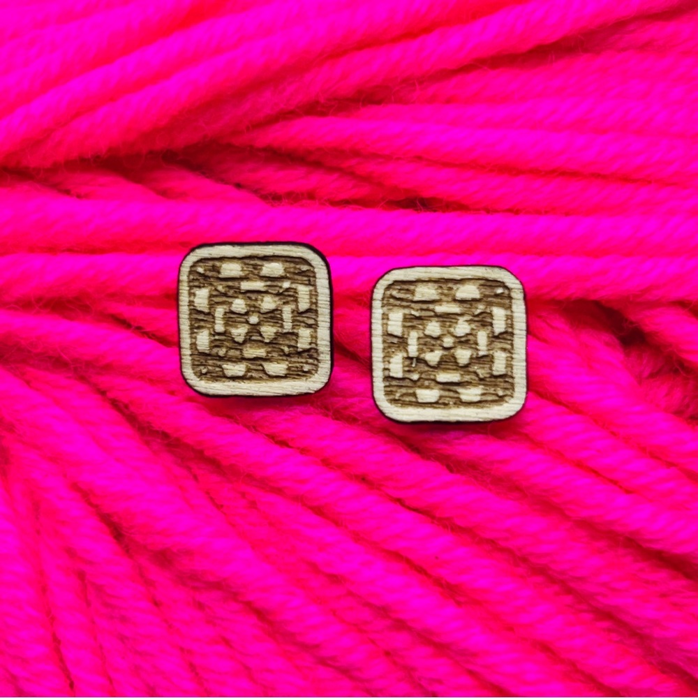 Granny Square Crochet Earrings